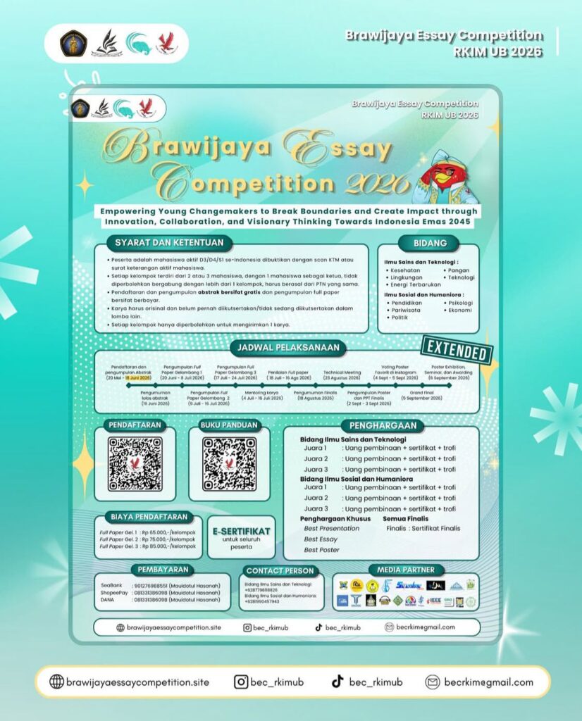 Brawijaya Essay Competition 2026 untuk Mahasiswa Aktif D3/D4/S1 se-Indonesia whatsapp image 2026 06 17 at 13.34.51